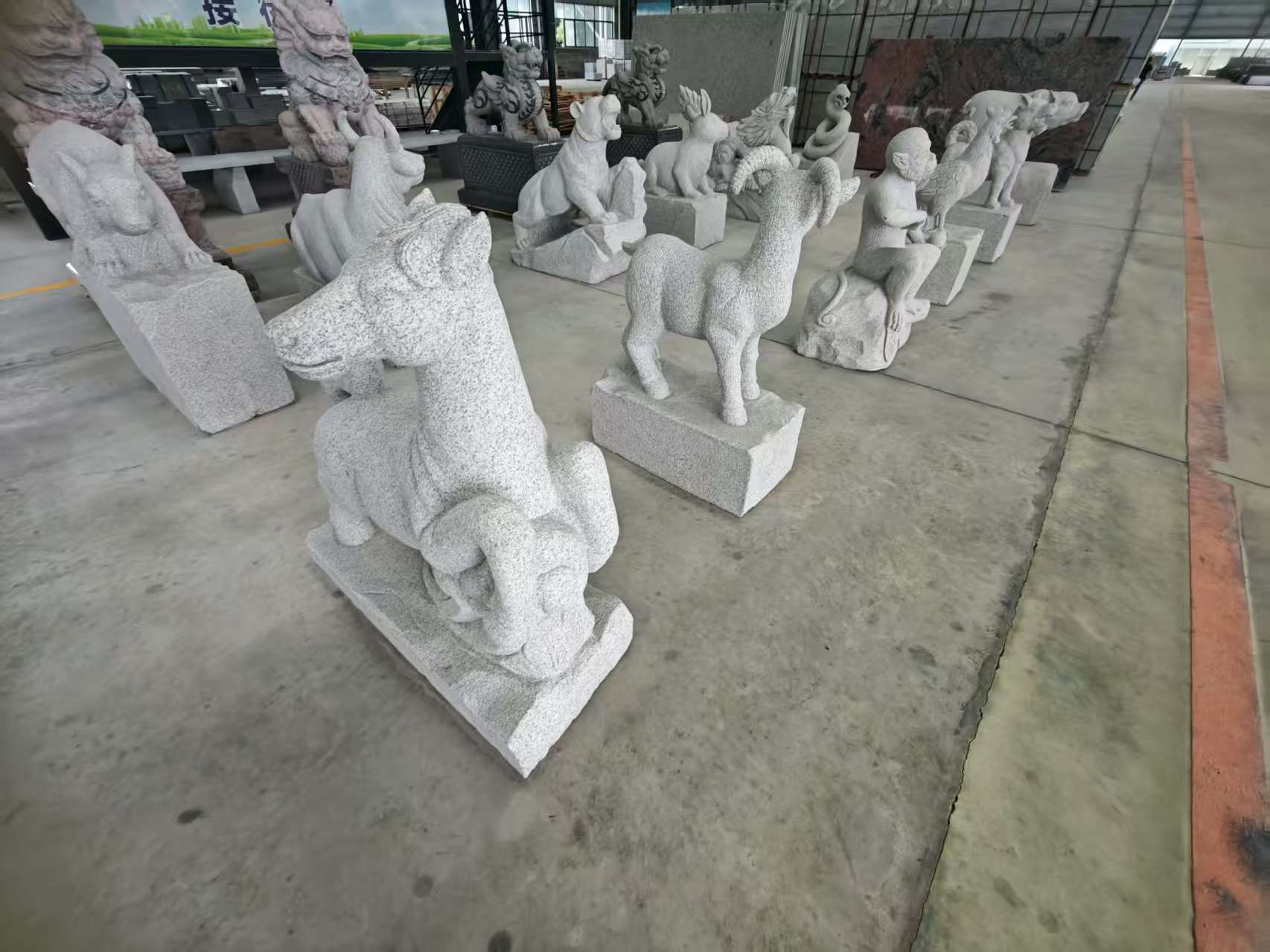 江门芝麻白雕刻 十二生肖 异形雕刻